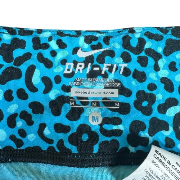 Nike Dri Fit Blue Leopard Print Running Leggings Size Medium - Picture 5 of 11